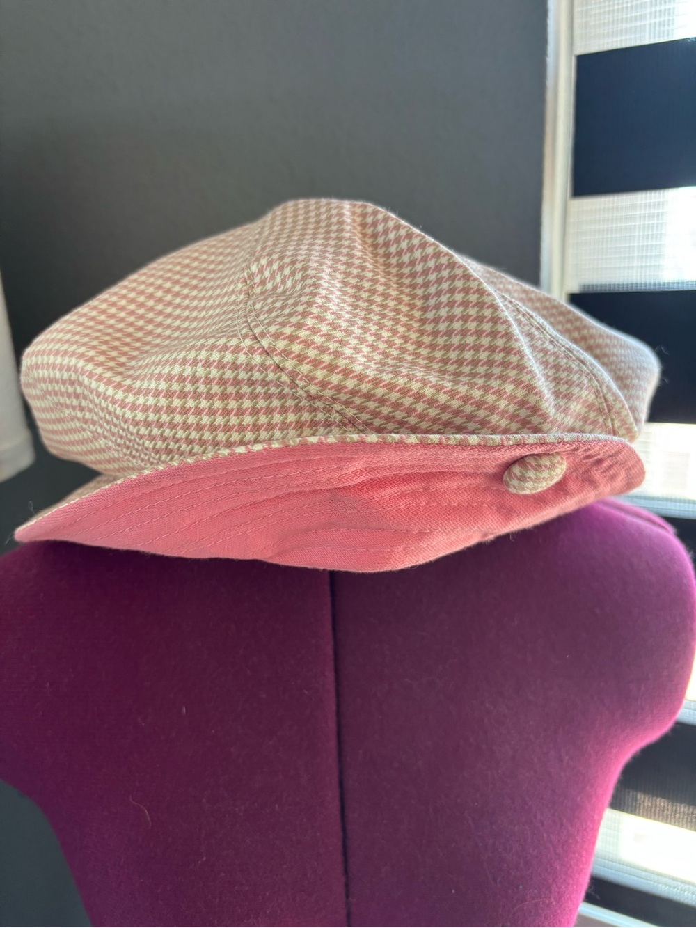 Vintage Pink Houndstooth Golf Cap